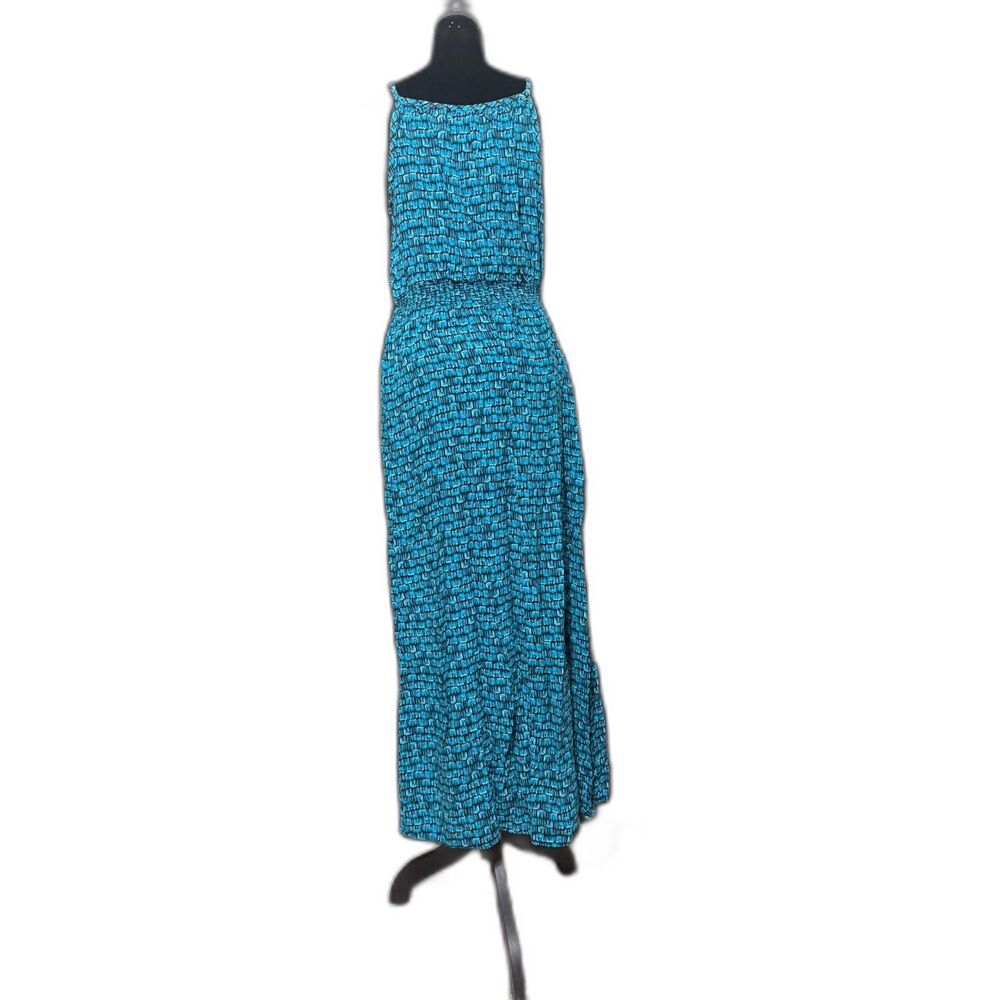 #Faded Glory Women's Blue Rayon Maxi Dress Size M Cinched Waist